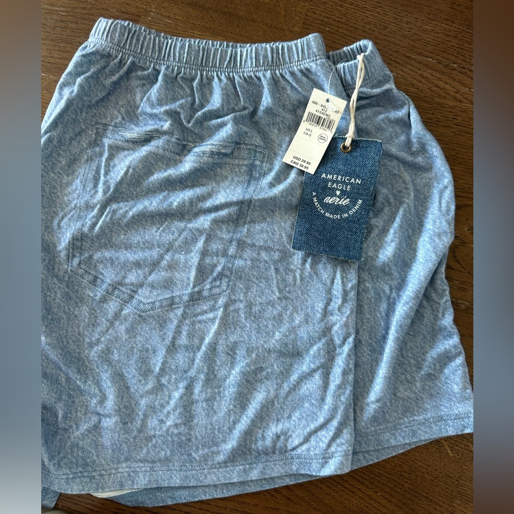 American Eagle Outfitters Blue Pajama Shorts Faux Denim